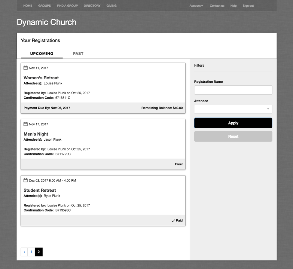 inFellowship registration